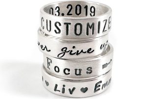 Zilveren ring met tekst of naam - gepersonaliseerde ring 925 zilver