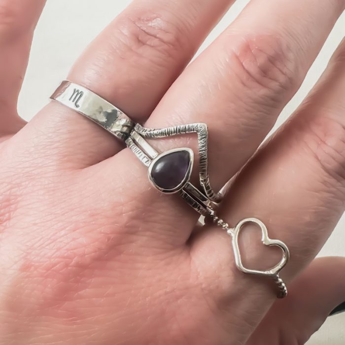 Zilveren ringen met amethist edelsteen - 925 zilver ring met amethist - handgemaakte ringen