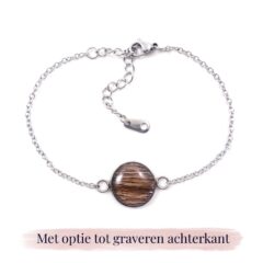 Armbandje met plukje haar - optie tot graveren met naam datum of tekst - herinnering huisdier - hond kat paard sieraad gegraveerd