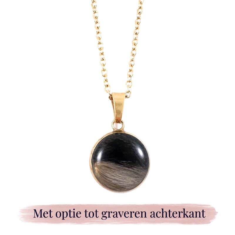 Ketting met plukje haar - goud stainless steel - hond kat paard huisdier herinnering sieraad kettinkje