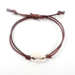 Leren armbandje met kauri schelp