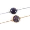 Armbandje paarse amethist edelsteen rond – zilver of goud stainless steel