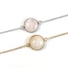 Armbandje roze rozenkwarts edelsteen rond – zilver of goud stainless steel