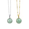 Ketting met groene aventurijn edelsteen hanger rond zilver of goud stainless steel
