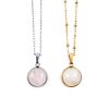 Ketting met rozenkwarts edelsteen hanger rond zilver of goud stainless steel