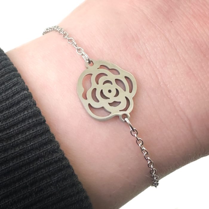 Armband met roosje zilver stainless steel