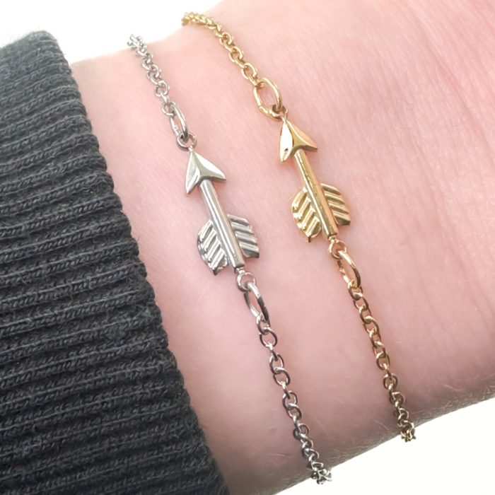 Armbandje met pijl zilver of goud stainless steel - arrow bracelet - armband pijltje