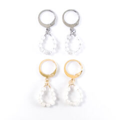 Oorbellen met maansteen kralen zilver of goud stainless steel