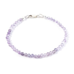 Armbandje amethist kralen 925 zilver - edelsteen armband