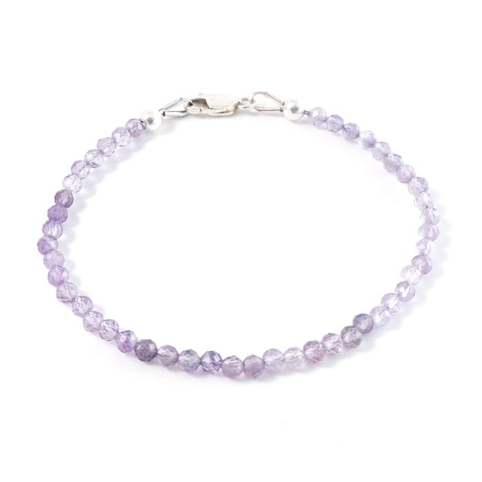 Armbandje amethist kralen 925 zilver - edelsteen armband