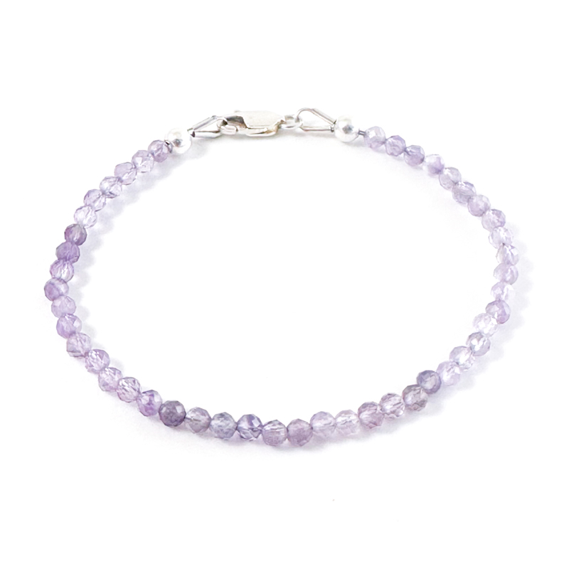 Armbandje amethist kralen 925 zilver - edelsteen armband
