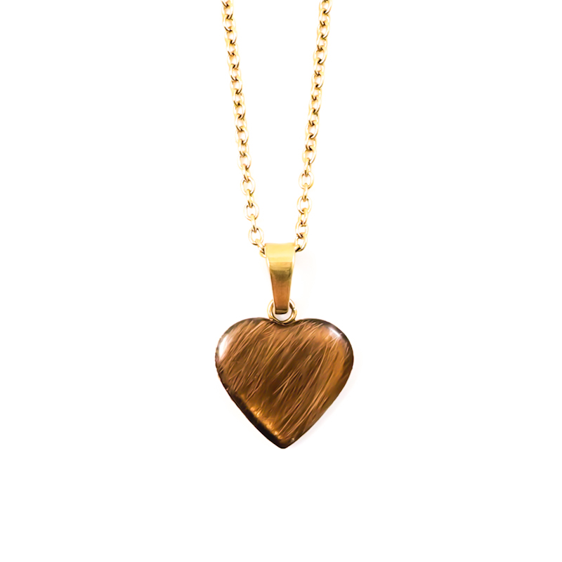 Ketting met plukje haar hartje - goud stainless steel kettinkje met stukje vacht - herinnering sieraad huisdier hond kat paard