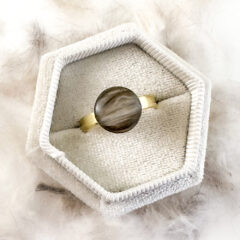 Ring met plukje haar goud - verguld 925 zilver - ring met vacht goud - herinnering huisdier - ring met vacht huisdier