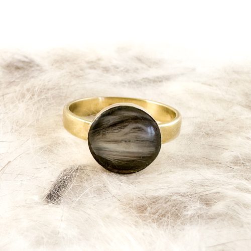 Ring met plukje haar - verguld 925 zilver - ring met vacht goud - herinnering huisdier - ring met vacht huisdier