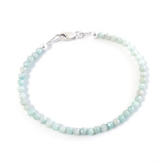 Armbandje amazoniet edelsteen kralen - 925 zilver - armband edelsteen kraaltjes