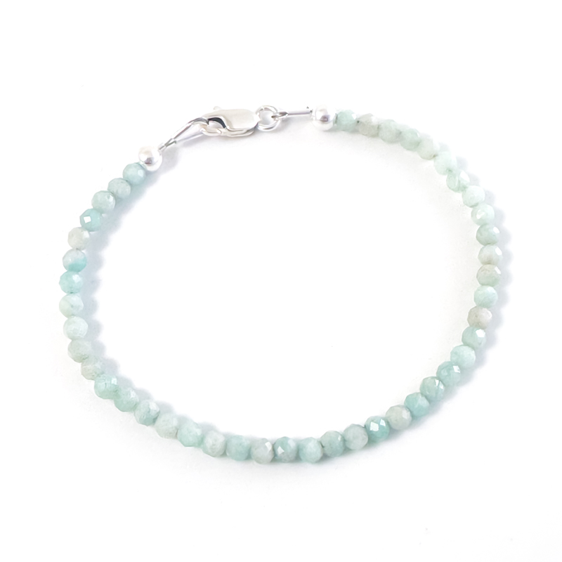 Armbandje amazoniet edelsteen kralen - 925 zilver - armband edelsteen kraaltjes