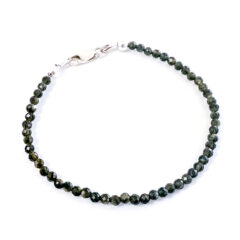 Armbandje goud obsidiaan kralen 925 zilver - armband edelsteen donker groen