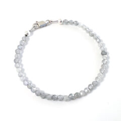 Armbandje labradoriet edelsteen kralen - 925 zilver - armband edelsteen