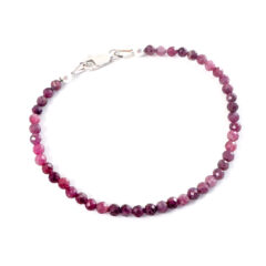 Armbandje rode toermalijn kralen 925 zilver - Edelsteen armband