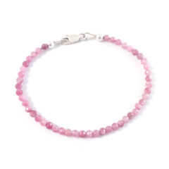 Armbandje roze toermalijn kralen 925 zilver - edelsteen armband