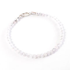 Armbandje rozenkwarts kralen 925 zilver - armband rozenkwarts edelsteen kralen