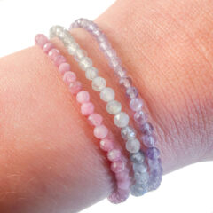 Armbandjes met edelsteen kralen 925 zilver - amethist, roze toermalijn labradoriet - edelsteen armbandje combineren tot wikkel armband