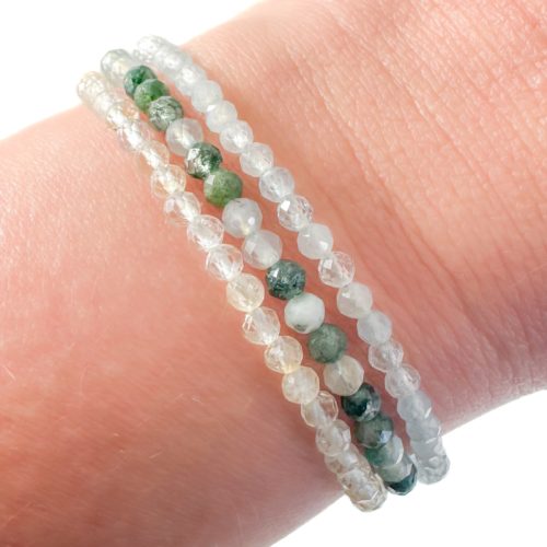 Armbandjes met edelsteen kralen 925 zilver - citrien, mos agaat, aquamarijn - edelsteen armbandje combineren tot wikkel armband