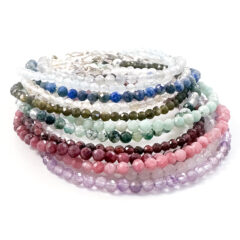 Edelsteen armbandjes 925 zilver - amethist, roze toermalijn, rode toermalijn, granaat, goud obsidiaan, mos agaat, rozenkwarts, citrien, amazoniet, aquamarijn, labradoriet, lapis lazuli