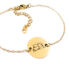 Armbandje gegraveerd met lijntekening - gepersonaliseerd met gravure tekening - goud stainless steel